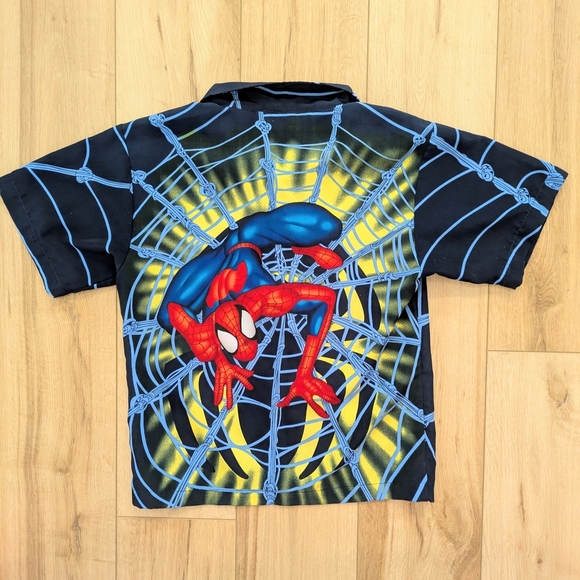 Y2K Spider-Man Button Up Kids Shirt - Blue - Picture 2 of 5